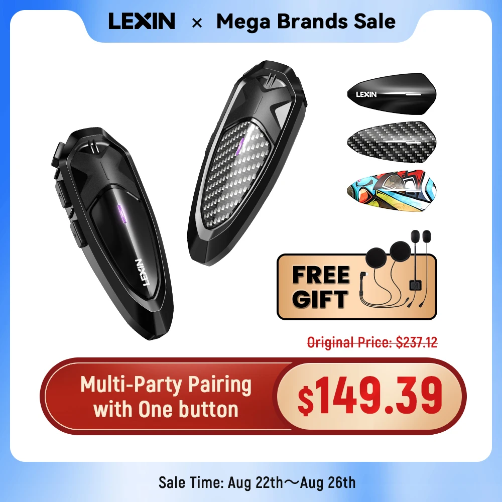 Bluetooth-гарнитура Lexin GTX 2022 для мотоциклетного шлема 2000 м |