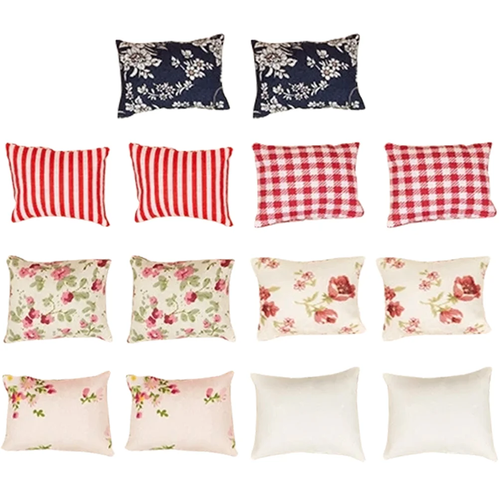 

14 Pcs Dollhouse Pillow Tabletop Model Decorative Fake Miniature Accessories Cloth Sofa Pillows Toys