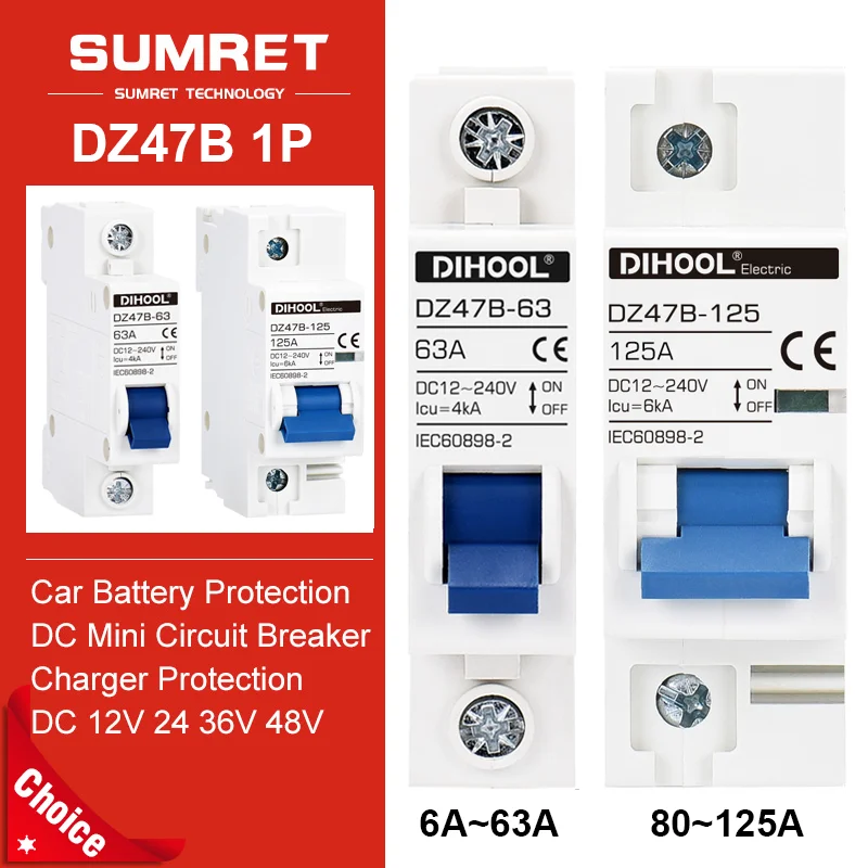 

Миниатюрный автоматический выключатель аккумулятора, выключатель постоянного тока 12 В, 24 В, 36 В, 48 В, 96 В, 240 В, защита 10 А, 16 А, 20 А, 25 А, 32 А, 63 А, 100 А, 125 А