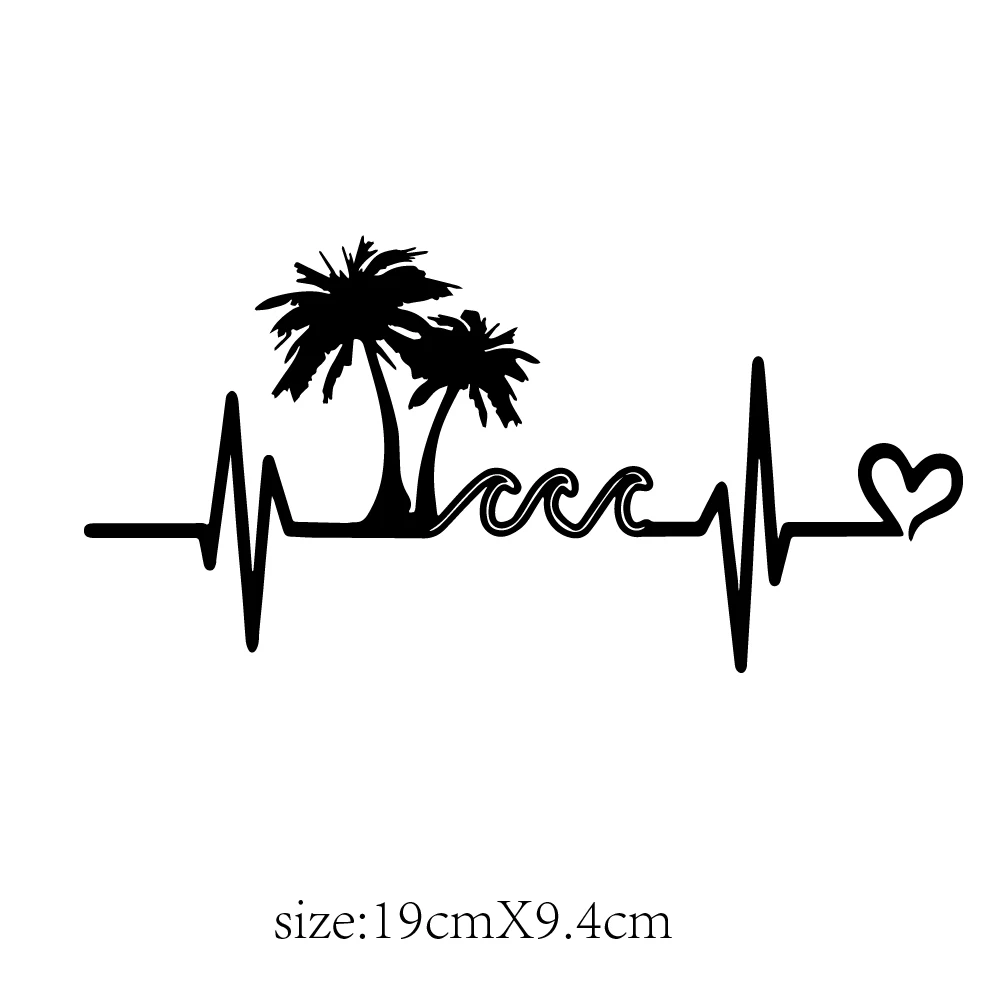 Автомобильные Наклейки MKR Palm Tree Wave Heartbeat Design Для Ноутбука Бутылки С Водой Телефона