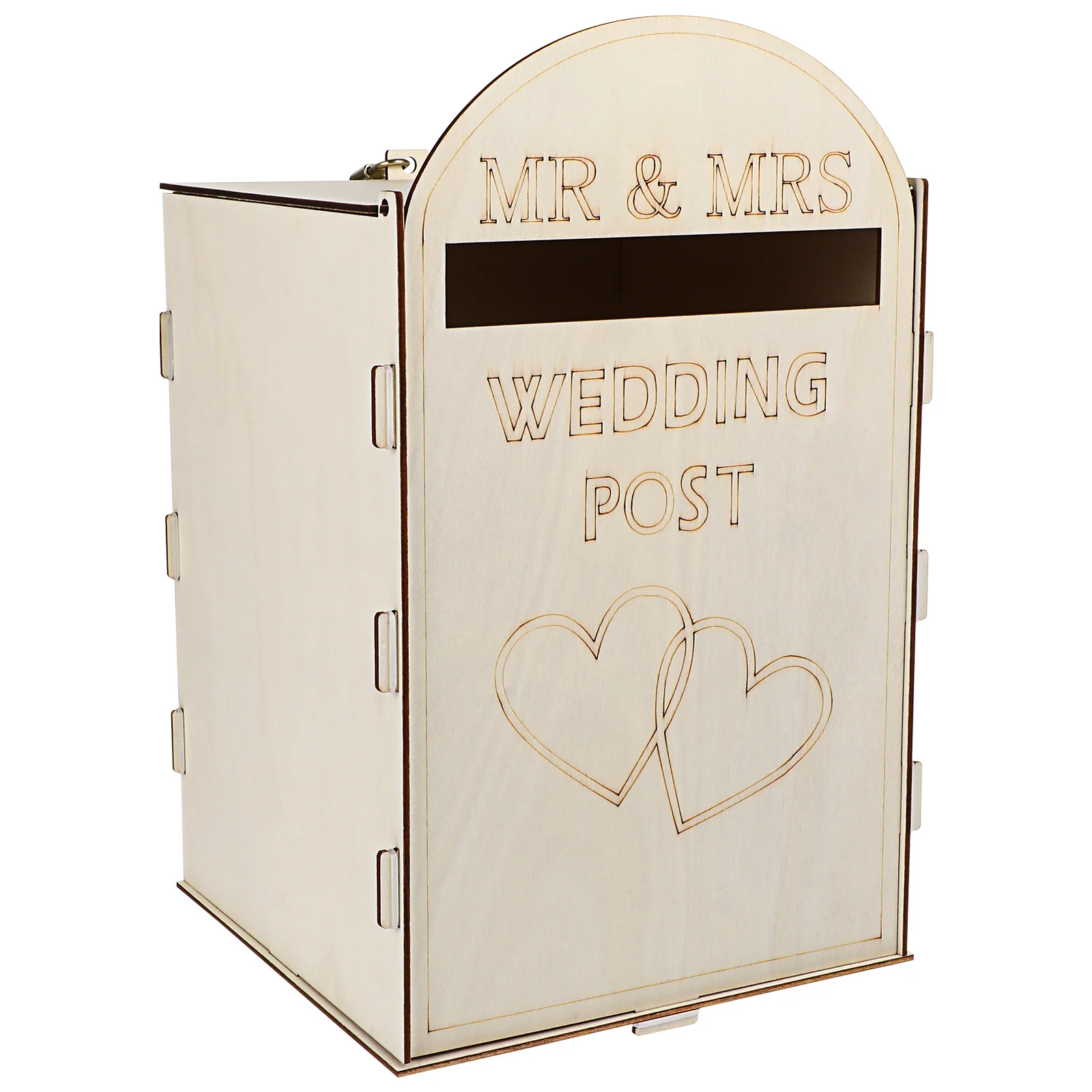 

Wedding Wooden Post Box Rustic Mailbox Gift Holder Craft Ornaments Wedding Supplies (With a Key)