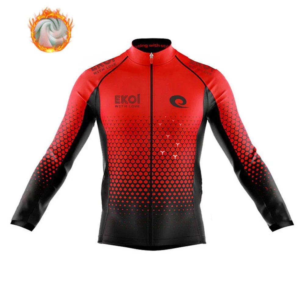 

Men's Cycling Jerseys EKOI WITH LOVE Winter Thermal Fleece Long Sleeve Coat Riding Bike Jacket Cycling Suits Set Ropa Ciclismo