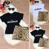 new summer toddler baby girl clothes short sleeve letter printed tops t shirt leopard print mini skirt outfits