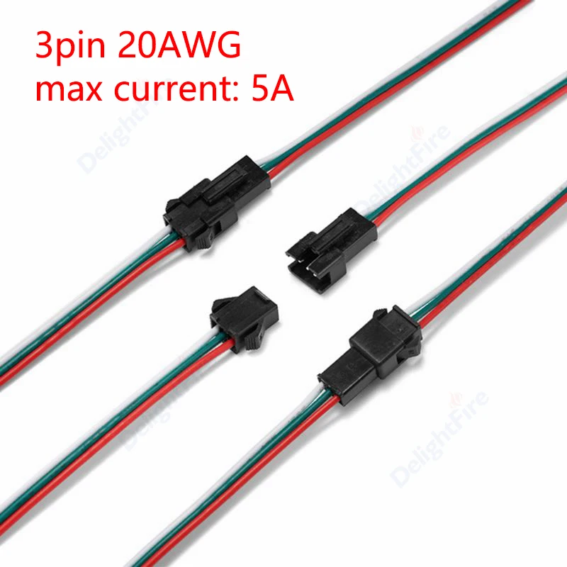 

Электрический кабель-переходник 22AWG JST SM 2/3/4/5/6 Pin, вилка «папа» и «мама», для светодиодной ленты, 15 см, черные, красные провода