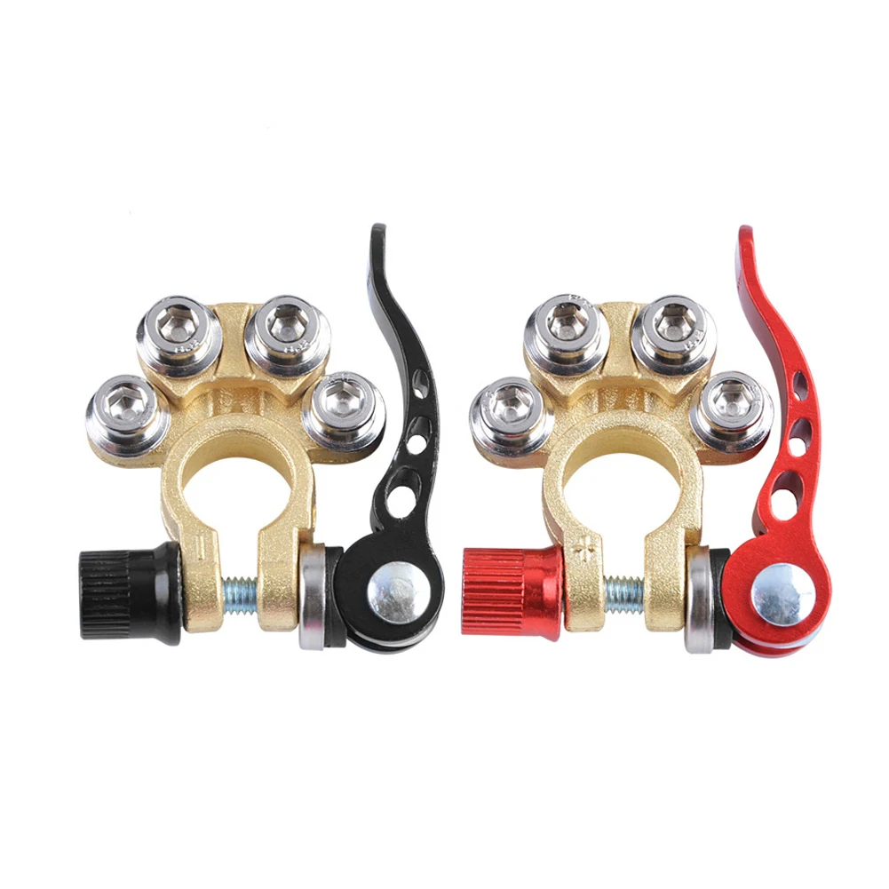 

2Pcs 4 Way Battery Clamp Terminal Pratical Tool Set Car Battery Terminal Block Quick Release Disconnect Tool with Cleaning Brush