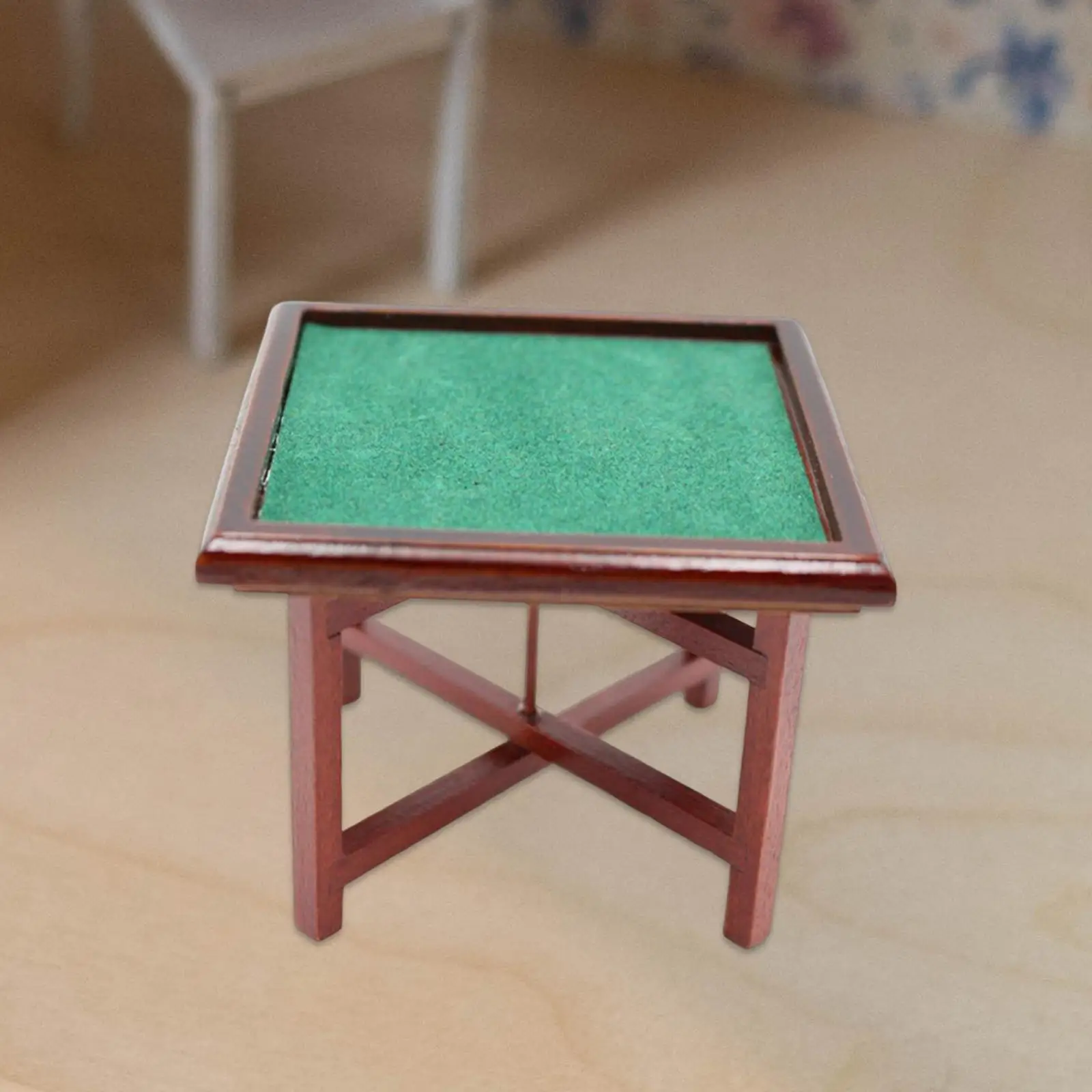 

Mini Dollhouse Miniature Chinese Mahjong Table Pretend Toys Miniature Desk Life