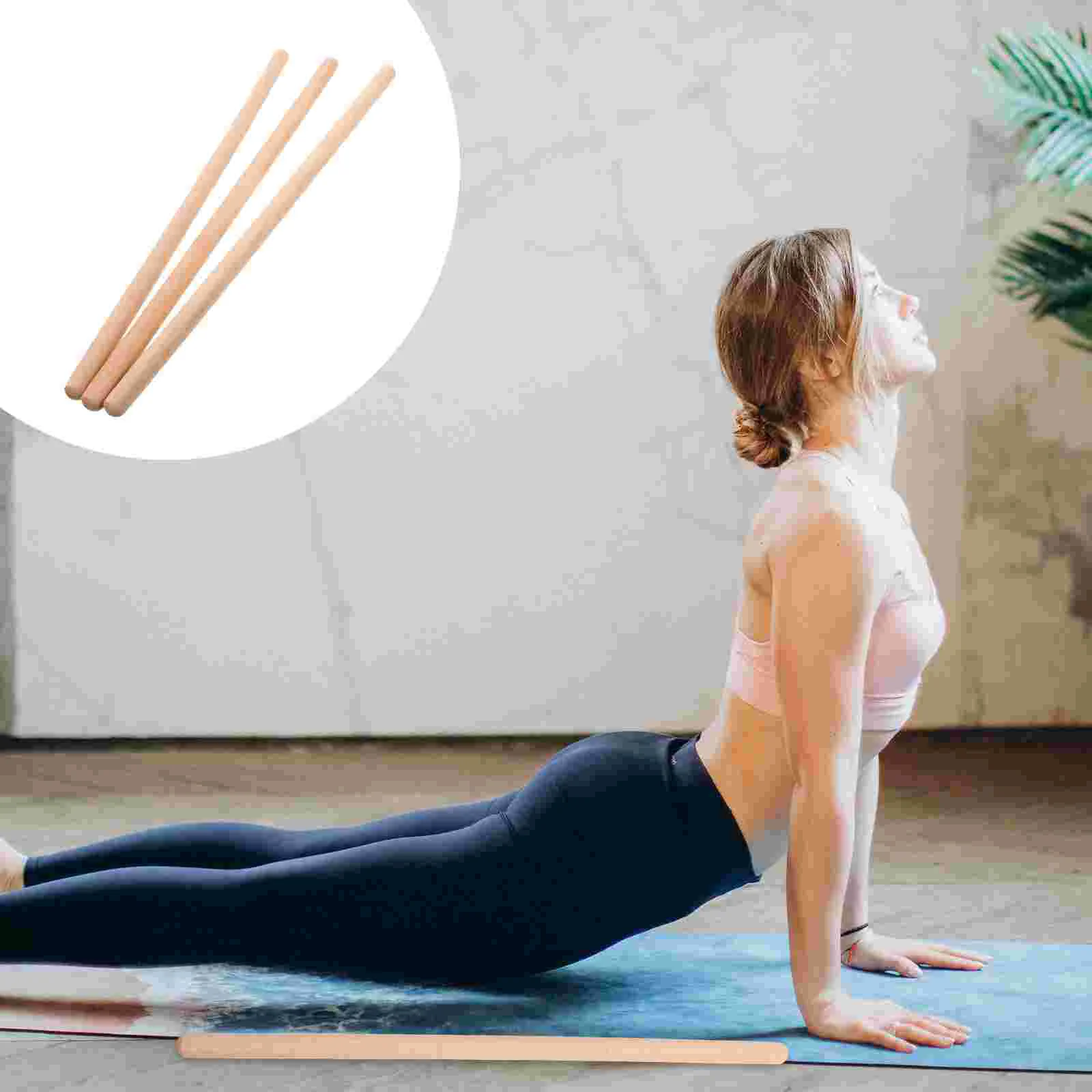 

3pcs Roll Stick Yoga Body Stick Humpback Corrector Stick Wooden Training Stick