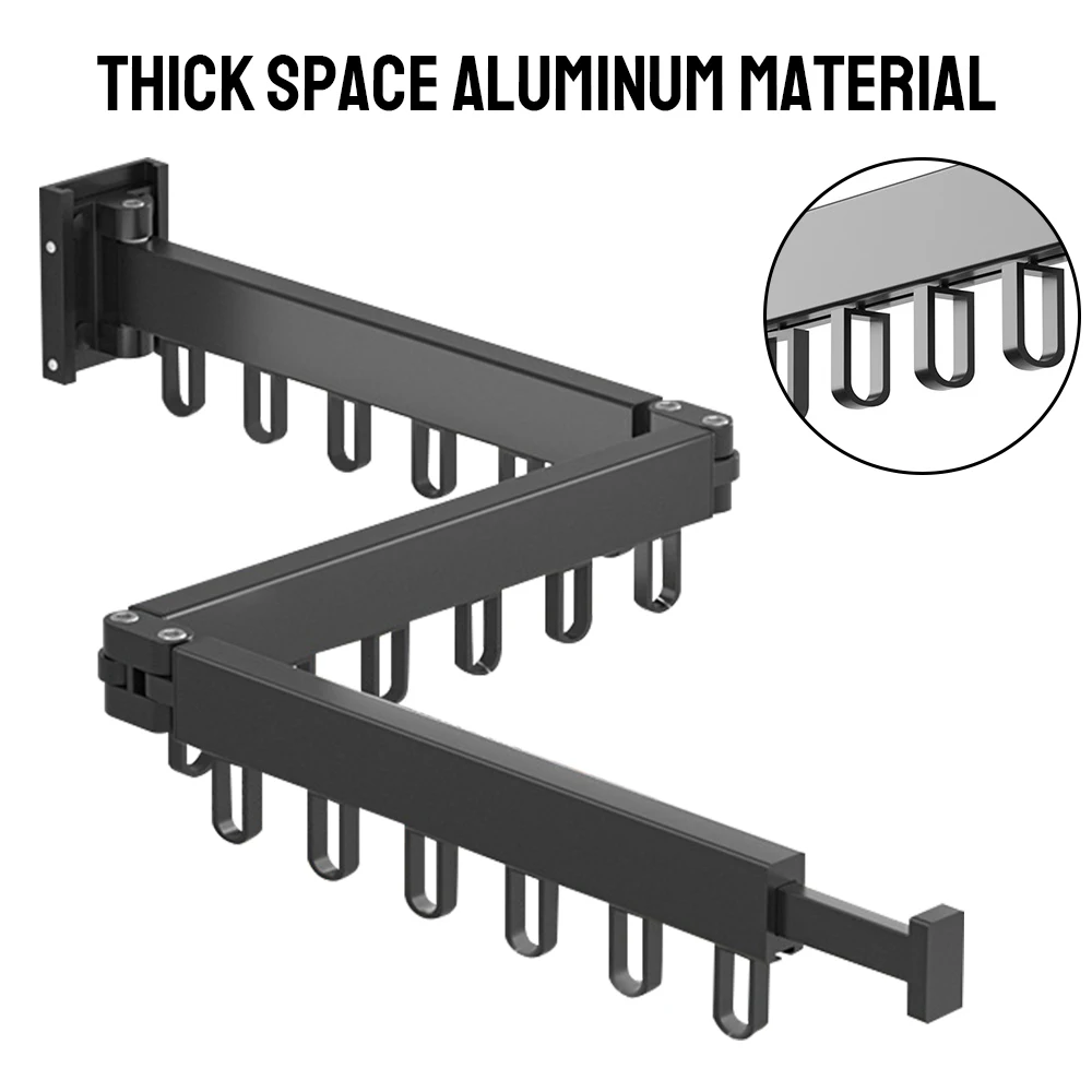 Настенная складная вешалка для одежды Выдвижная алюминиевая сушки дома и улицы