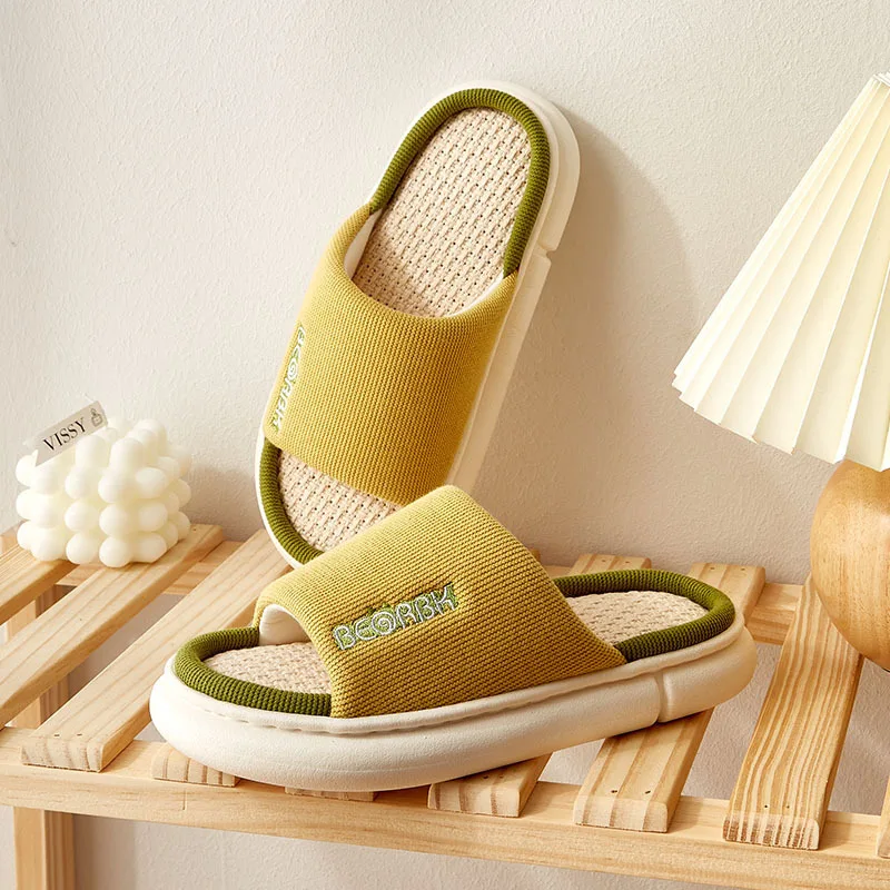 

Lovers Men Women Simple Fashion Japanese Color Trend Letter Linen Lovers Warm Slippers Womens Shoes Simple and Durable