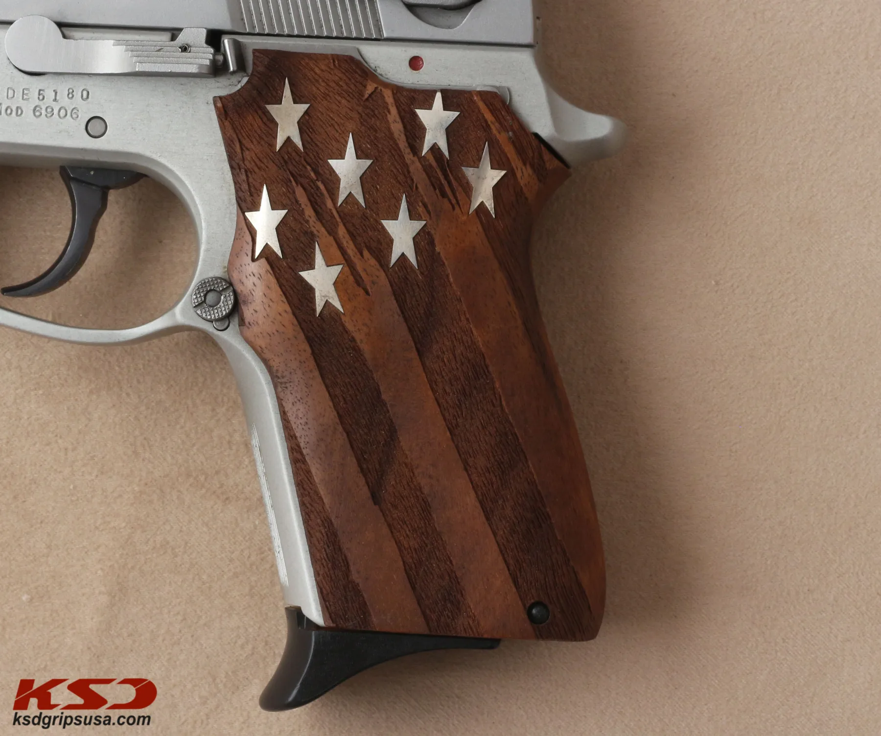 

KSDGrips Brand Grip for Smith Wesson 3913TSW Grip Walnut, Silver