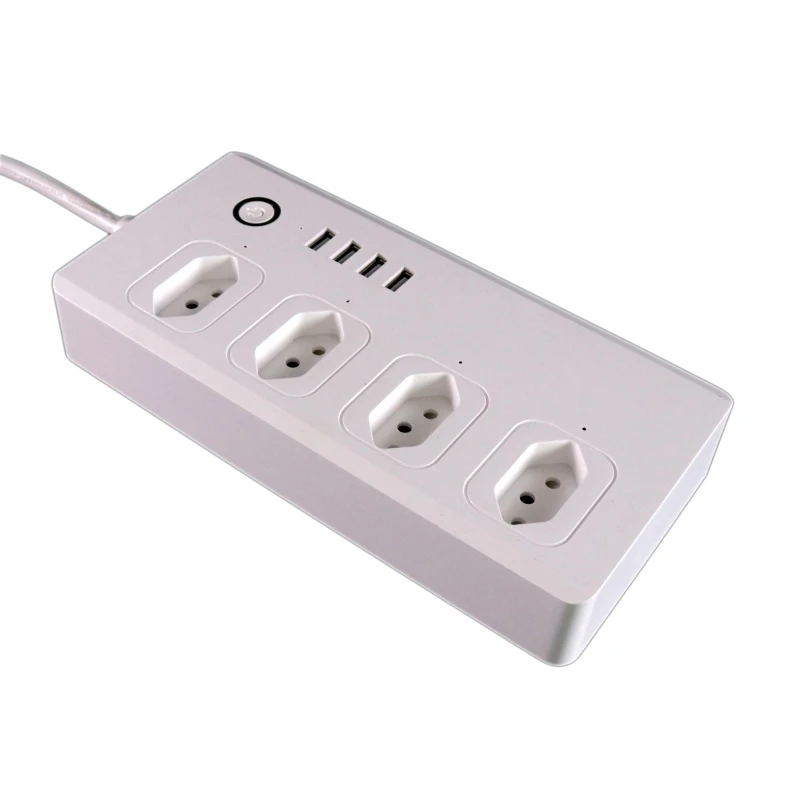 Умный удлинитель Tuya Wi-Fi 4 штекера 2 А с USB-портами |
