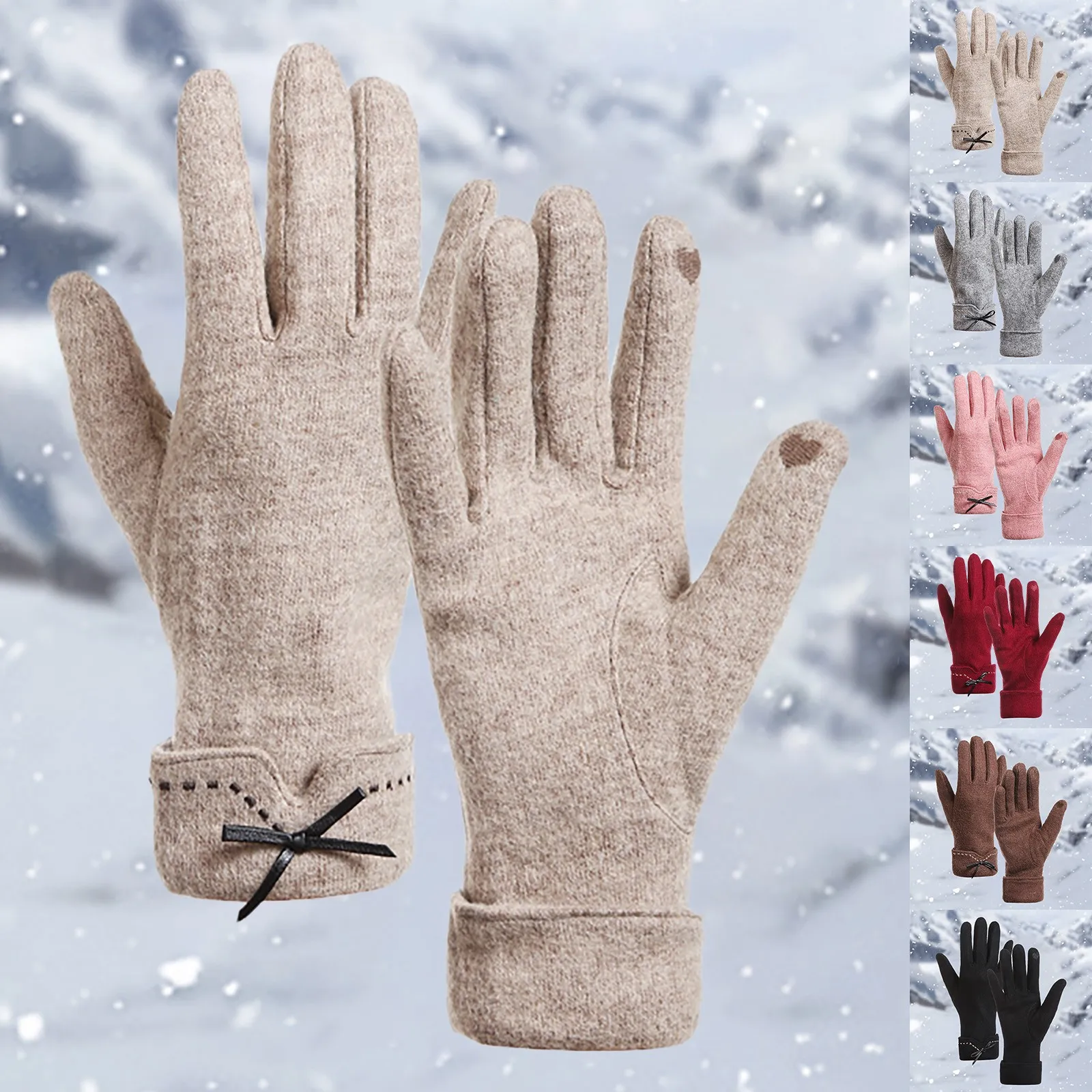 

Новинка корейские утолщенные теплые велосипедные перчатки h с бантом зимние аксессуары