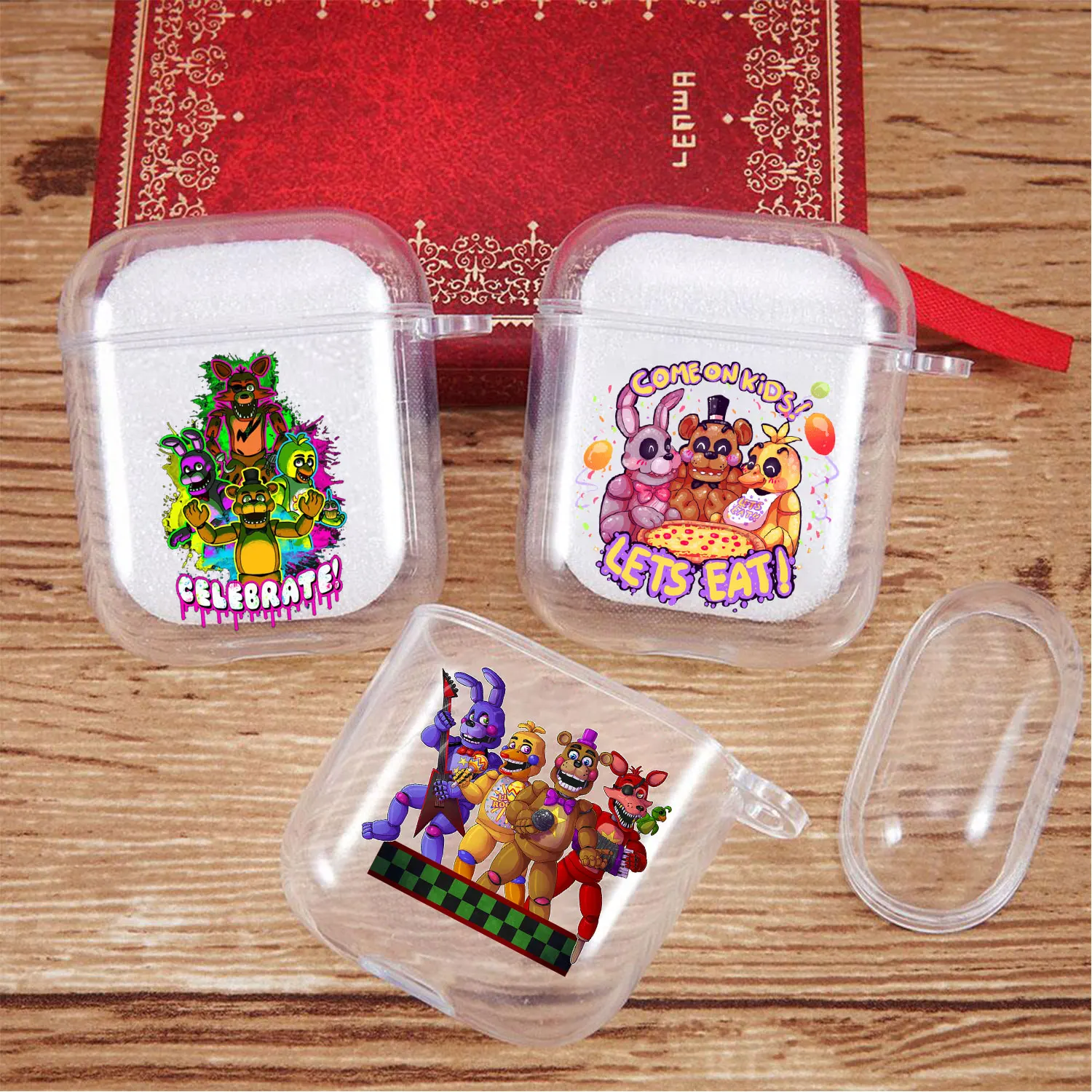 

Anime fnaf animatronics for AirPods 1 2 3 Pro clear silicone bluetooth earphones wireless case