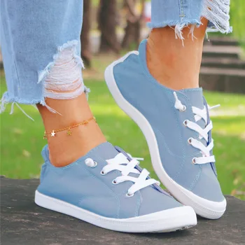 Sport Shoes Ladies Outdoor Running Vulcanized Shoes Canvas Shoes Vulcanize Soft Loafers Flat Shoes Sneakers zapatillas de mujer 1
