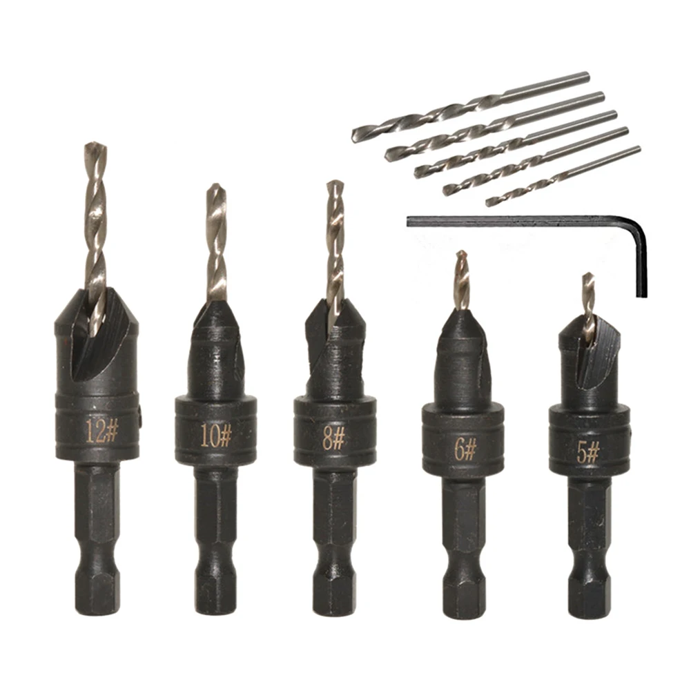 

11pcs Carpentry Countersink Countersink Drill Bits Set Carpentry Chamfer Drill Bits Chamfer Drilling Punch Tool Kit