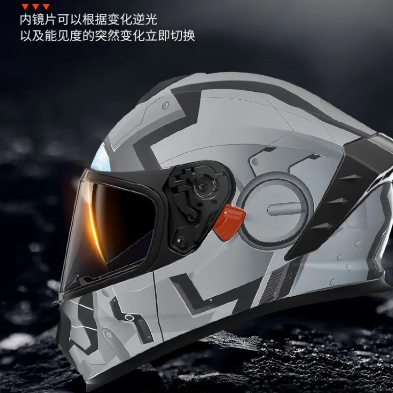 Dot ECE Certified Motorcycle Helmet Men's Four Seasons Universal Autumn and Winter Full Luminous helmet