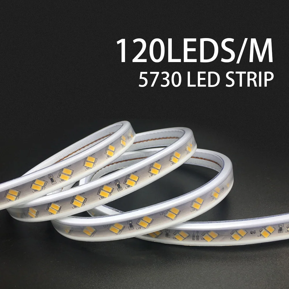 220V Led Light 5730 High Brightness 120LEDs/m Flexible Outdoor Waterproof Home Decor LED Strip Lights |