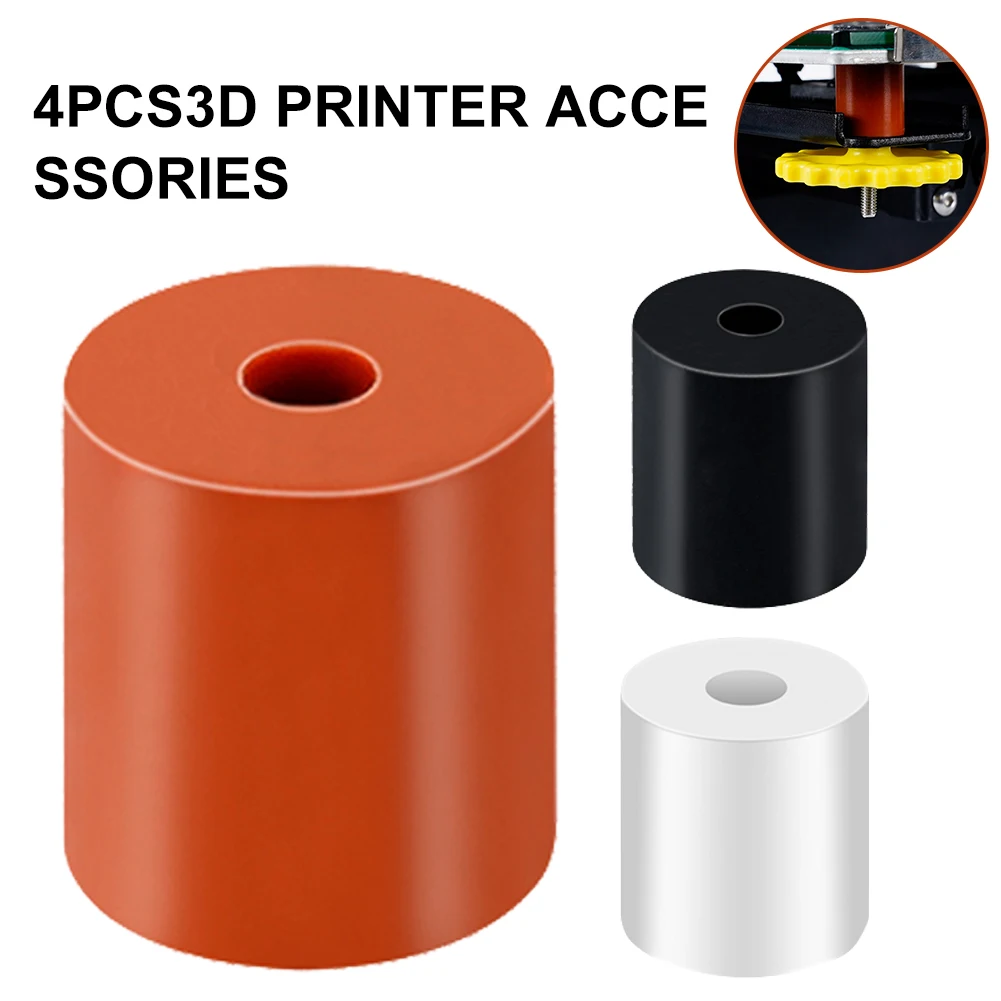 

4Pcs Silicone Heat Bed Leveling Column 3D Printer Bed Leveling Parts High Temperature Silicone Solid Spacer Stable Hotbed Tool