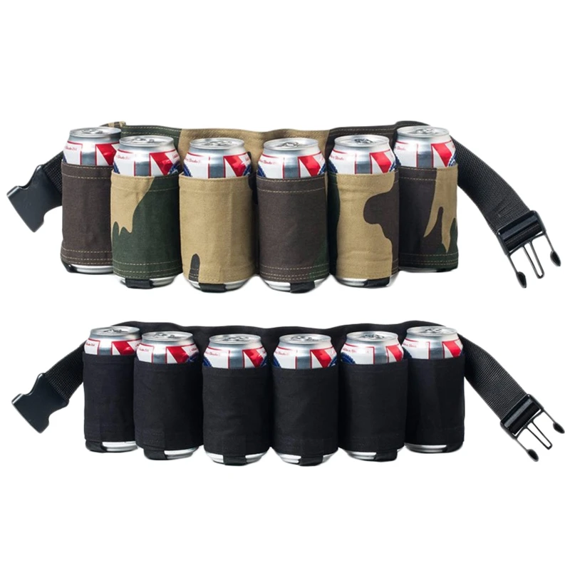 

6 Pack Portable Bottle Waist Beer Belt Bag Wine Bottles Beverage Can Holder