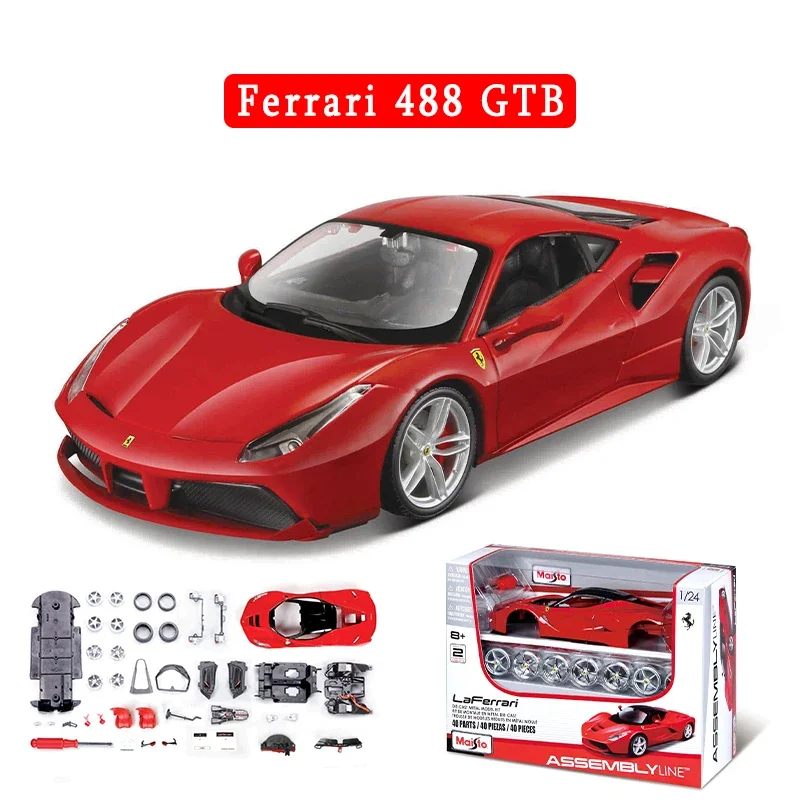

Maisto 1:24 Ferrari 488 GTB Assembly Version Alloy Car Model Diecast Metal Toy Car Model Simulation Collection Childrens Gifts