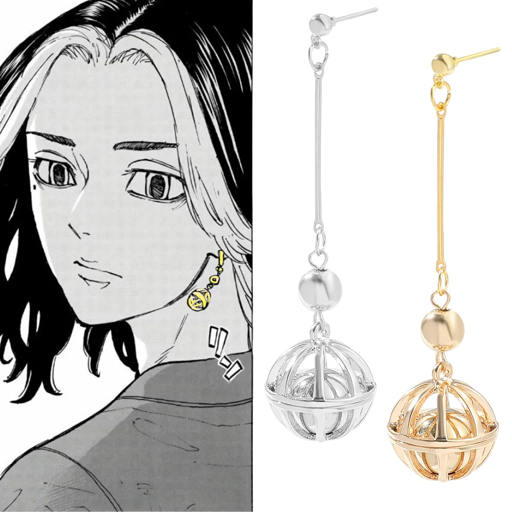 

Anime Tokyo Revengers Pendant Earrings Kazutora Hanemiya Metal Gold Silver Color Accessories Cosplay Props Jewelry Gift for Fans