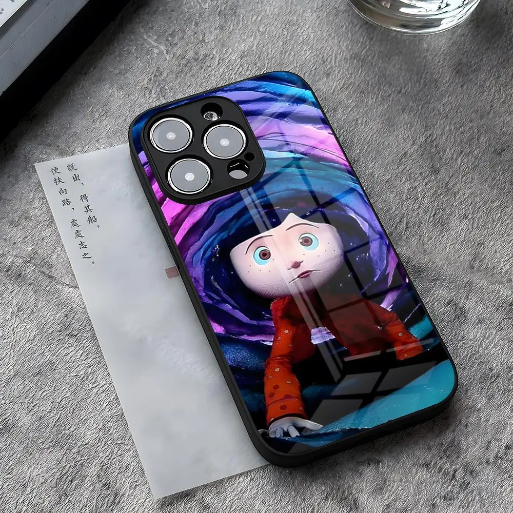 C-Coraline And The Magic Door Phone Case For IPhone 13 Pro Max 14 Plus 12 Mini 11 15 X XR XS 8 7 SE Tempered Glass Cover