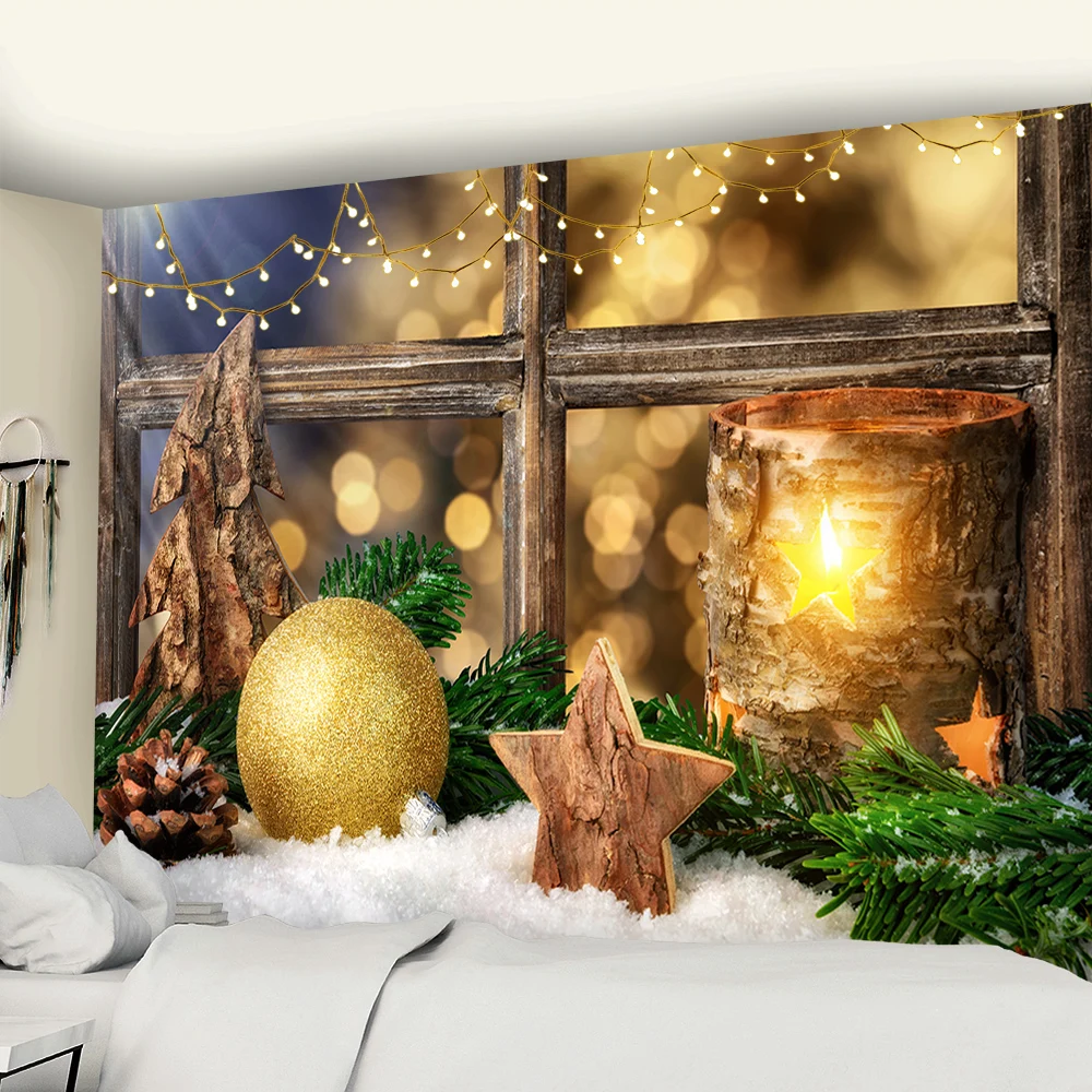

Home Decor New Year Christmas Print Wall Hanging Hippie Background Cloth Boho Psychedelic Scene Wall Decoration tapiz