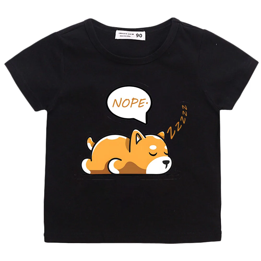 

Shiba Inu Shirt Girls Cartoon Print Clothes Boys Graphic Tee Kids T-shirt Children Harajuku Cute Dog Tshirt 100% Cotton Tops