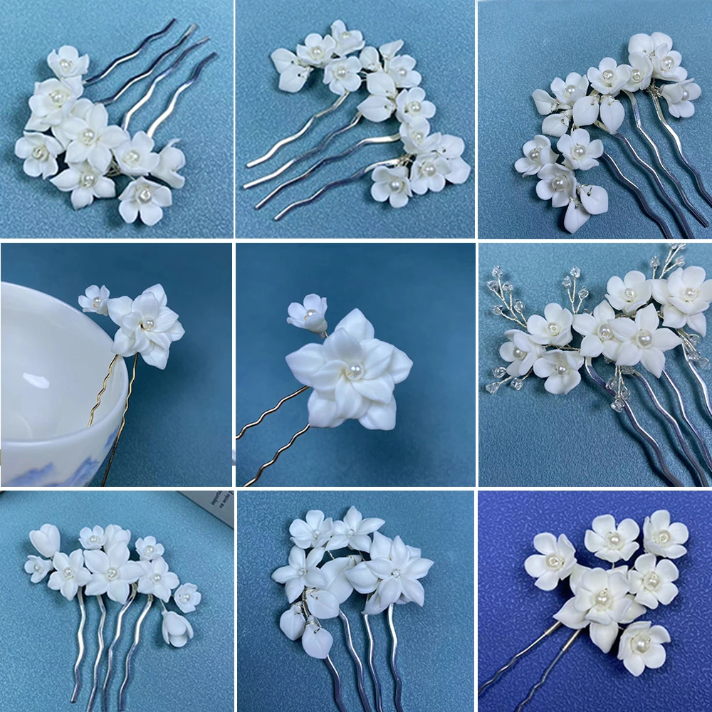 Женский гребень для волос ручной работы модный белый керамический цветочный