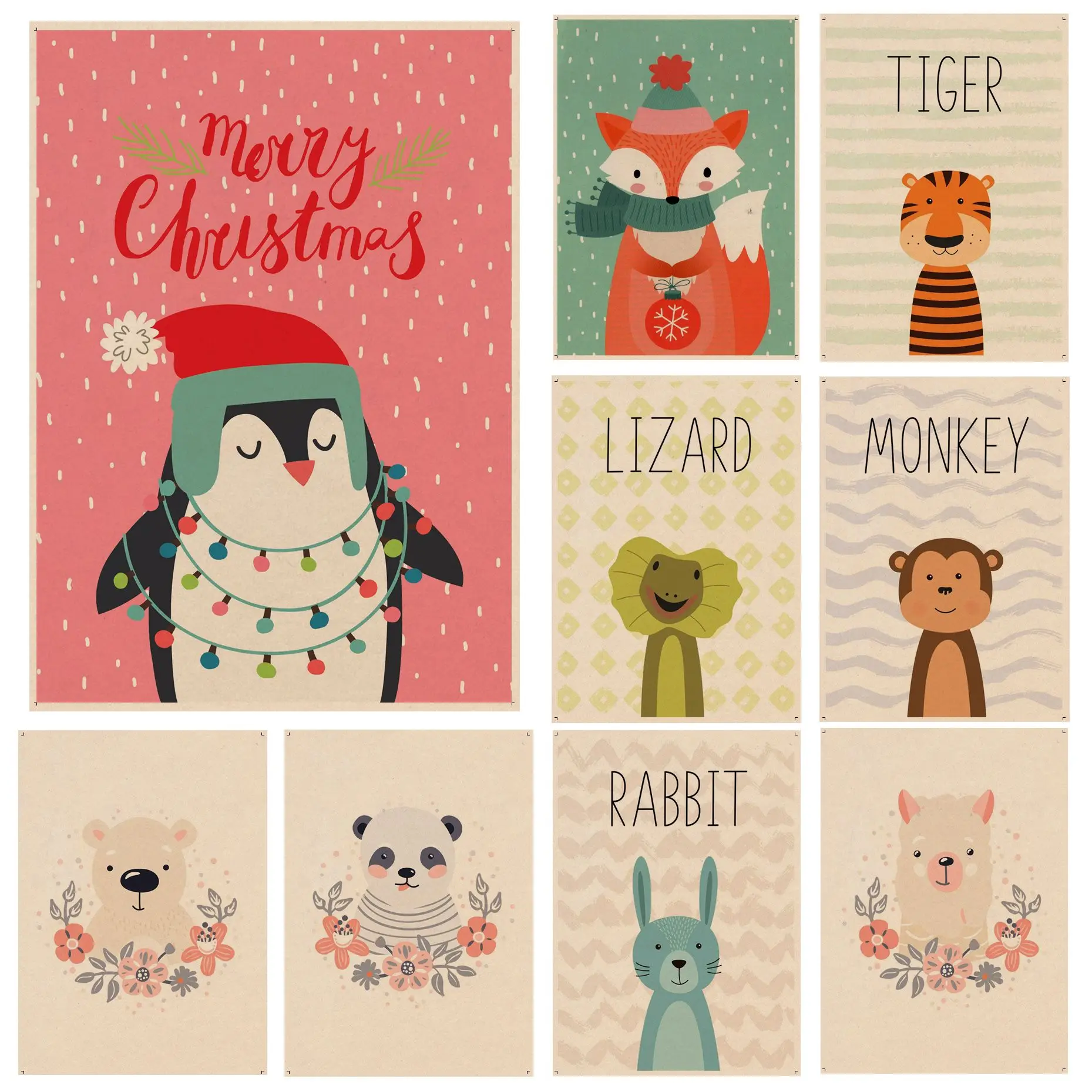 

Cute Animals Good Quality Prints and Posters Decoracion Painting Wall Art Kraft Paper Posters Wall Stickers