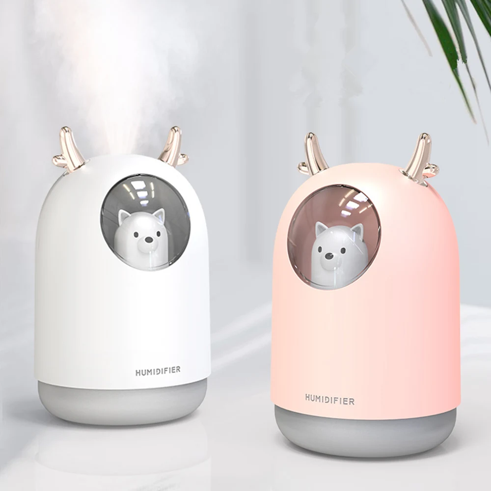 Home Appliances USB Humidifier 300ml Cute Pet Ultrasonic Mist Aroma Air Oil Diffuser Romantic Color LED Lamp Humidificador