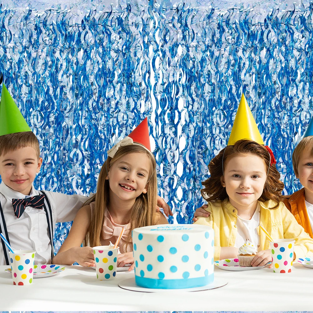 Новинка лазерная фотография 2 м дождевая занавеска в виде синей волны украшение