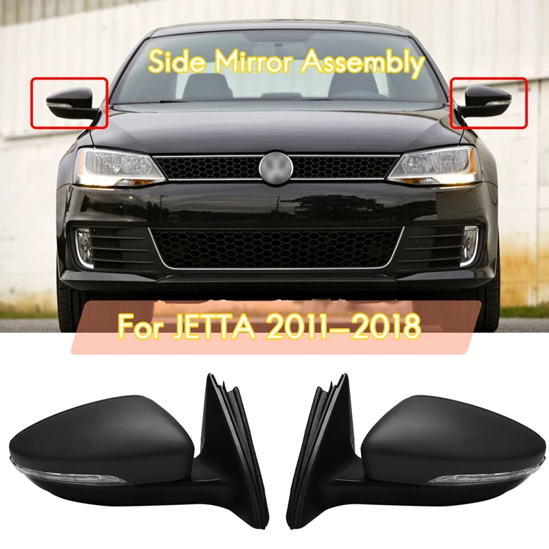 

Side Rear View Mirror Assembly Power Glass Heated Turn Signal Foldable 8 Wires For JETTA 2011 - 2018