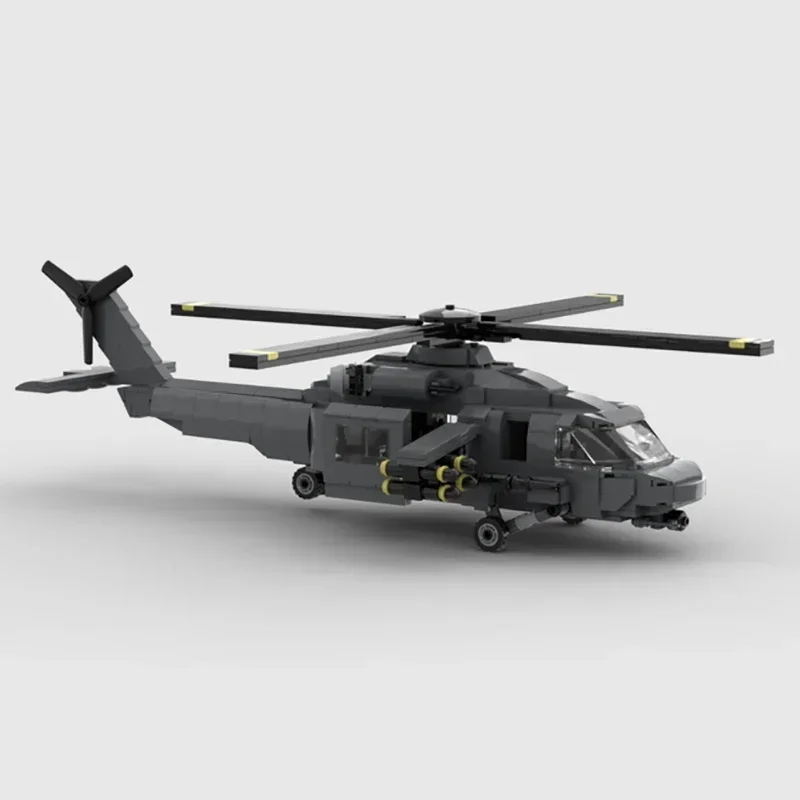 Военная Модель Moc строительные блоки Черный ястреб Вооруженный вертолет