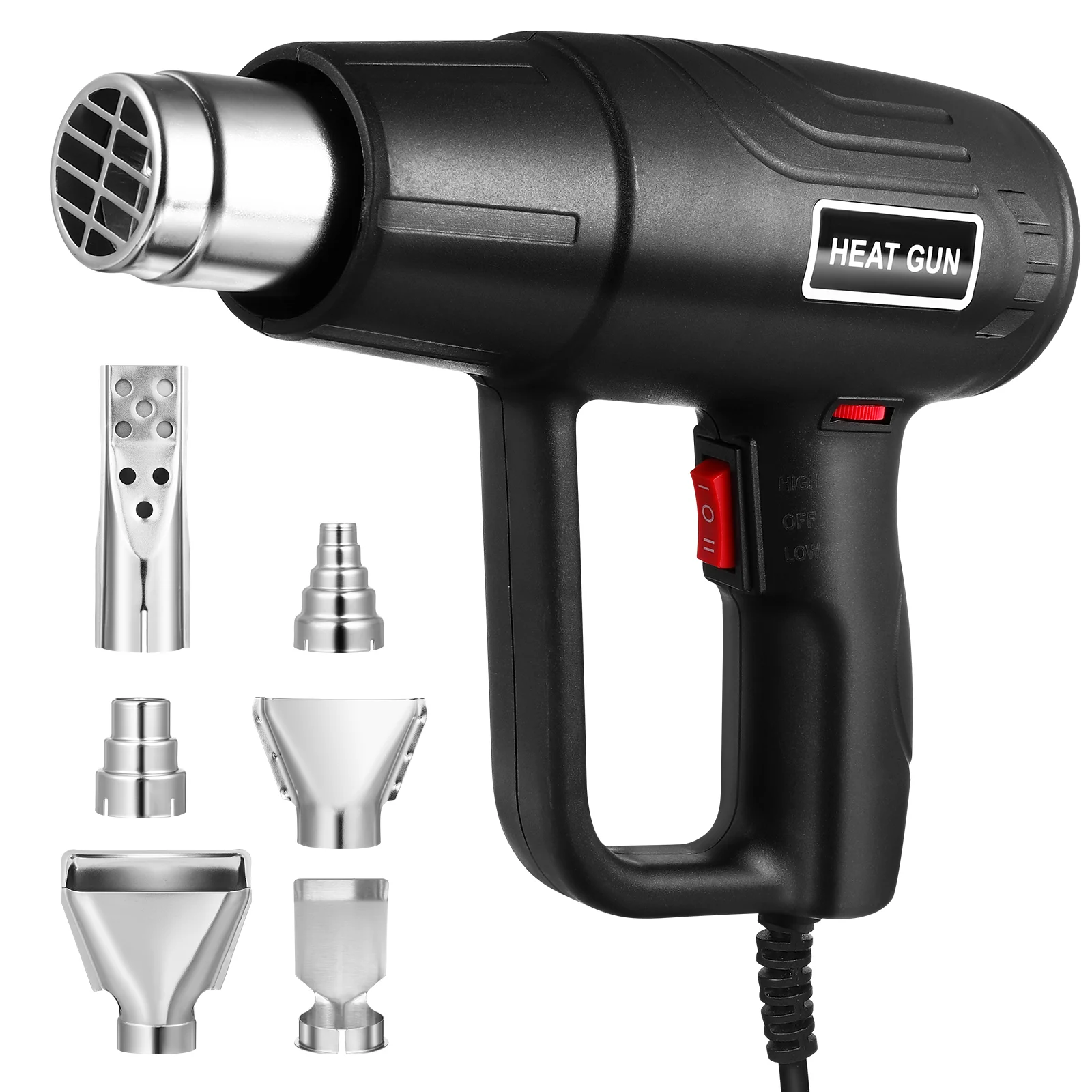 

1500 W Heat Hot Air Blower Tool With Nozzles Electric Heating Abs Industrial Heater Handheld