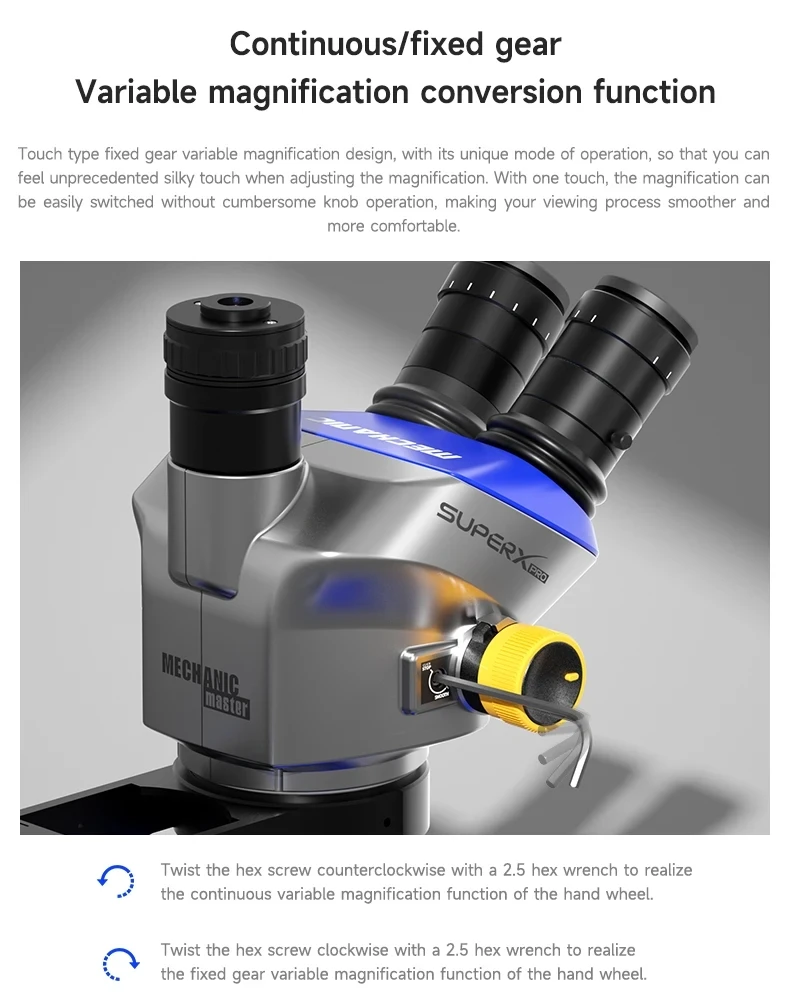 Тринокулярный стереомикроскоп MECHANIC Super X Pro-B11 6 5X-52X с непрерывным зумом для