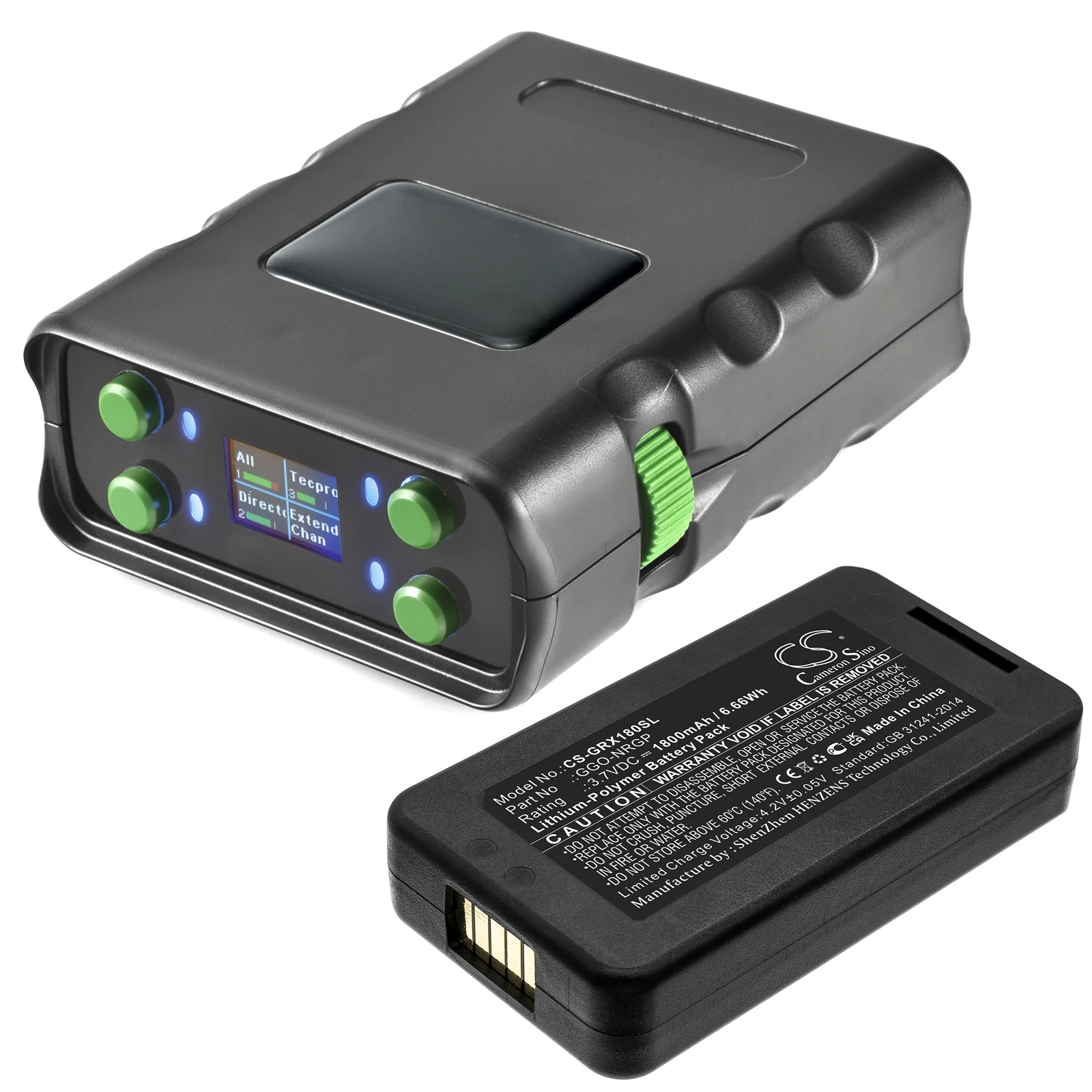 

CS 1800mAh Battery For Green-GO GGO-NRGP WBPX Wireless Beltpack