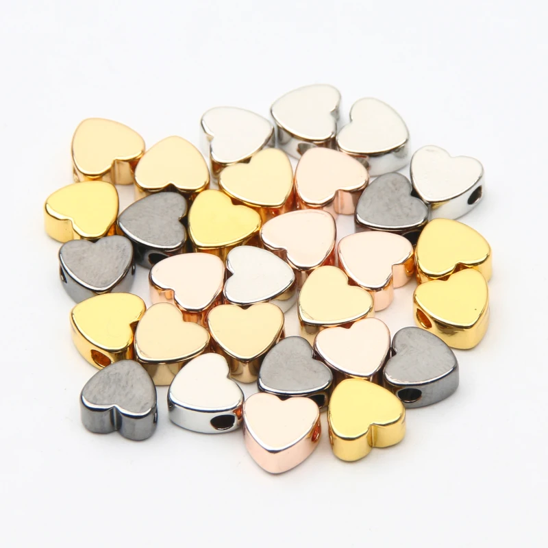 

5x6/8x8mm 10pcs Heart Copper Alloy Metal Beads Loose Spacer Beads For Jewelry Making Diy Earrings Bracelet Necklaces Accessories