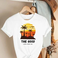 summers 3xl sunset beach coconut tree print graphic tee blusas mujer de moda verano y2k top shirts for women graphic t shirts