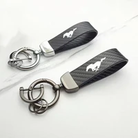 leather car key chain 360 degree rotating horseshoe rings for ford mustang 500 gt car accessories