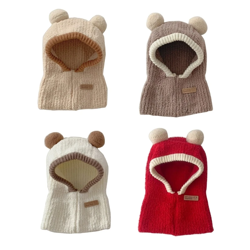 markii ciepły kapelusz szalik wiatroszczelna zintegrowana apaszka czapka kreskówka Pom nauszniki zimowa z daszkiem zagęszczone czapki dziecięce