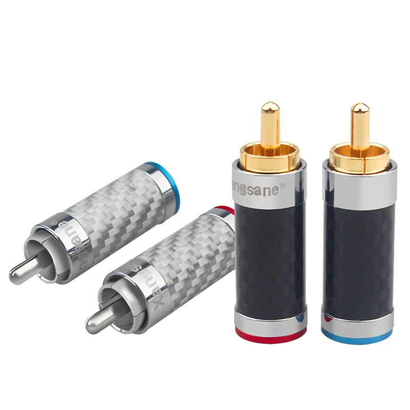 

4Pcs Carbon Fiber RCA Plug Rhodium & Gold Plated Copper Audio Adapter for DIY Audio Interconnect Cable