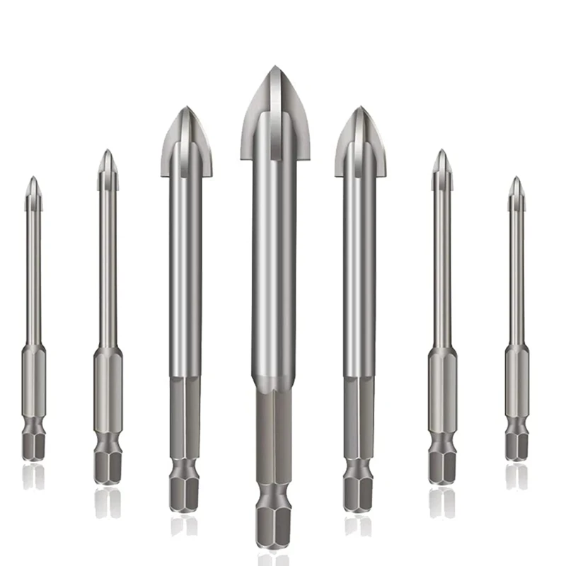 Promotion! 7 Piece Efficient Universal Tool Multifunctional Cross Triple-Cornered Drill Bit Carbide Tip Spear Head(3-12 Mm) |