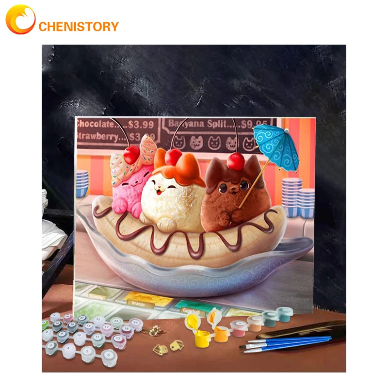 

CHENISTORY Frameless DIY Paint By Numbers For Adults Animals Acrylic Coloring By Numbers Lovely Pets Unique Gift For Child Artwo