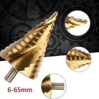 large titanium coated step drill bit hss spiral groove cone hole cutter 6 65mm pagoda for iron plate pvc sheet driiling tools