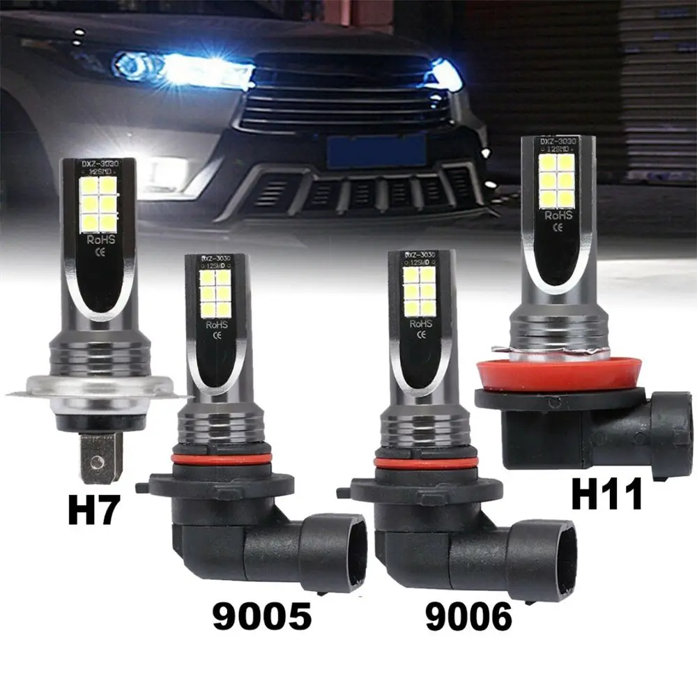 

2pcs 3030 12SMD Super Bright LED Hi/Low Kit Beam Car Fog Light Turn Signals DRL Headlight Driving Bulb