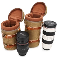 dslr camera lens waterproof batik canvas leather camera dslr lens case portable carry travel protective bag for canon nikon