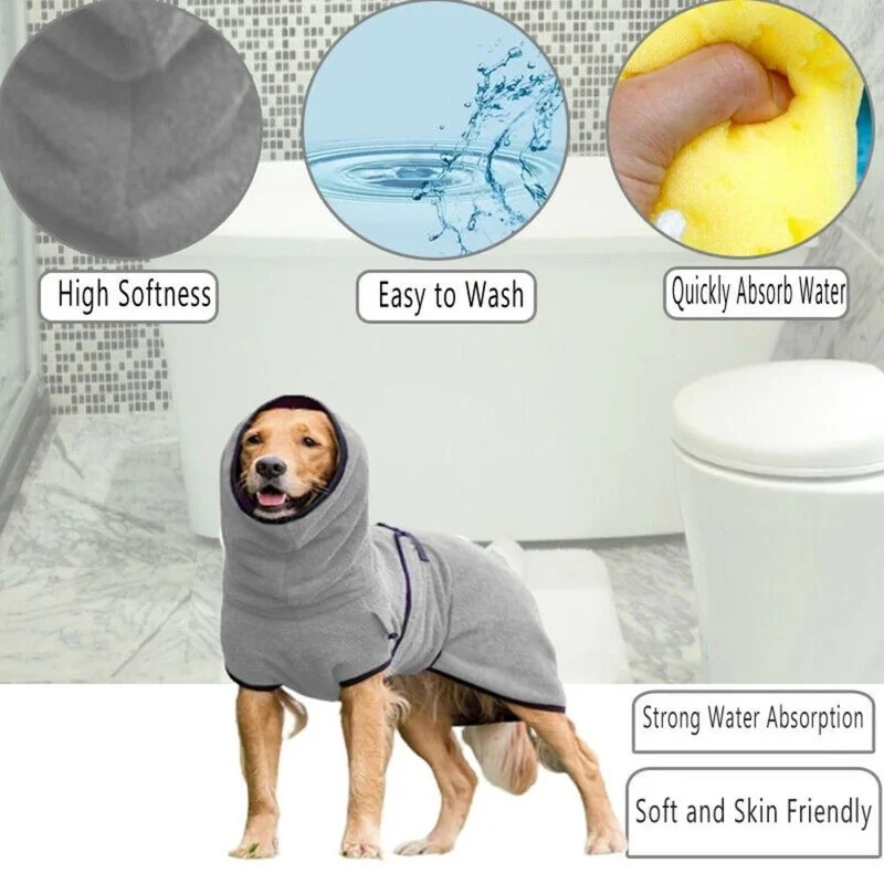 

Dog Bathrobe Microfiber Pet Bath Towel forSmall Medium Large Dogs Cats Adjustable Fast Drying Coat Pet Warm Absorbent Sleepwear