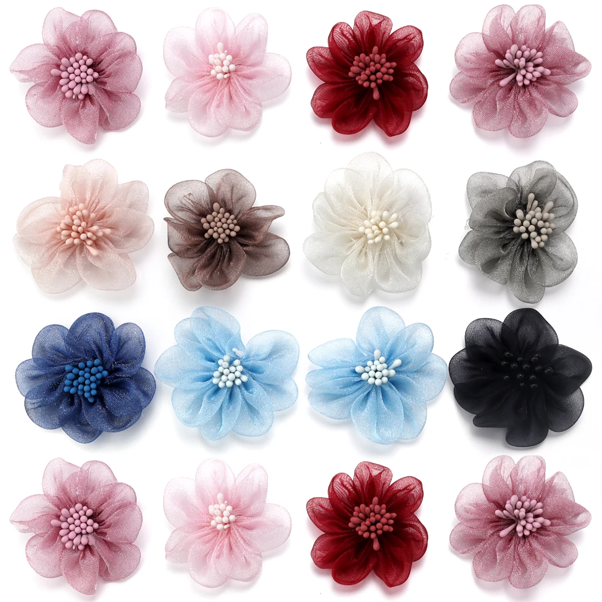 4 шт./лот 5 см Eugen шелковая лента тычинки цветок компактные легкие красочные цветы