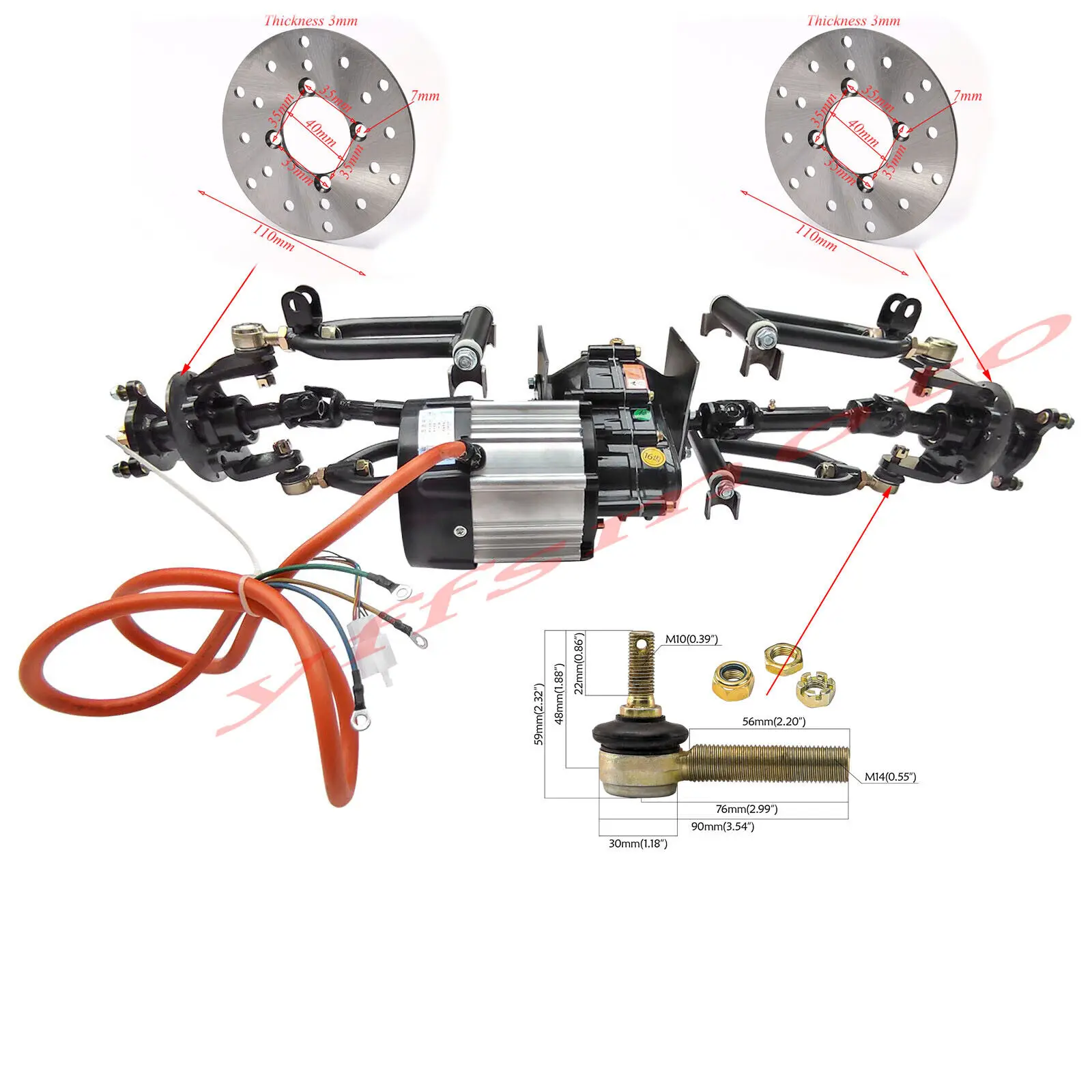 Комплект передней и задней оси привода 48 В 1000 Вт педаль дифференциального